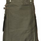 32 Size Premium Quality Olive Green Utility Kilt With Cargo Pockets