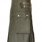 32 Size Premium Quality Olive Green Utility Kilt With Cargo Pockets