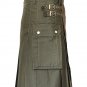 42 Size Premium Quality Olive Green Utility Kilt With Cargo Pockets
