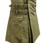 Size 38 Taichi Khaki Cotton Utility Kilt For Active Men