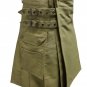 Size 46 Taichi Khaki Cotton Utility Kilt For Active Men
