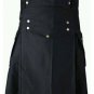 38 Size Men's Scottish Highland Black Cotton Utility Kilt