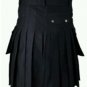 40 Size Men's Scottish Highland Black Cotton Utility Kilt