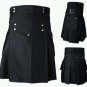 34 Size Men's Scottish Highland Black Cotton Utility Kilt