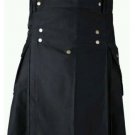 50 Size Men's Scottish Highland Black Cotton Utility Kilt