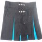 38 Size Ladies Hybrid Leather Straps Black & Blue Cotton Utility Kilt