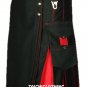 36 Sizes Scottish Highland Hybrid Black and Red Utility Kilt 100 % Cotton