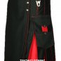 44 Sizes Scottish Highland Hybrid Black and Red Utility Kilt 100 % Cotton