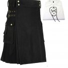 Active Men Black Utility kilt with shirt Custom Size 32