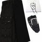 Gothic Black fashion Utility kilt For Men Custom Size 38