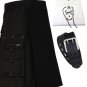 44 Size Active Men Gothic Style Black Fashion Deluxe Utility Wedding Kilt With Shirt