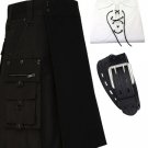 42 Size Scottish Highland Gothic Style Black fashion Utility kilt For Men