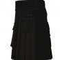Men Gothic Style Black Fashion Deluxe Utility Wedding Kilt Size 48