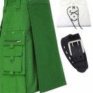 Scottish Highland Wears Active Men Modern Pocket Green Cotton Utility Deluxe Kilt
