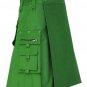Scottish Highland Wears Active Men Modern Pocket Green Cotton Utility Deluxe Kilt