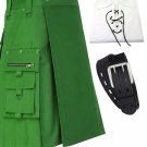 Active Men Modern Green Cotton Kilt With Jacobite shirts Custom Size