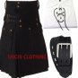 Active Men Black Cotton Prime Utility Kilt Custom Size 36