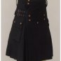 Active Men Black Cotton Prime Utility Kilt Custom Size 38