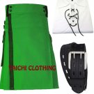 Green Net Pocket Kilt for Active Men Custom Size 32