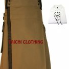 36 Waist Khaki Net Pocket Kilt for Active Men Scottish Highland Utility Kilt