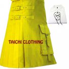 42 Size Raised Cotton Yellow Brutal Grace Kilt for Active Men Scottish Deluxe Utility kilt