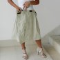 Soft Cotton Ladies Khaki Steampunk Kilt Skirt Pleated in Velcro Wrap Style