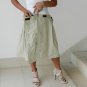 48" Soft Cotton Ladies Khaki Steampunk Kilt Skirt Pleated in Velcro Wrap Style