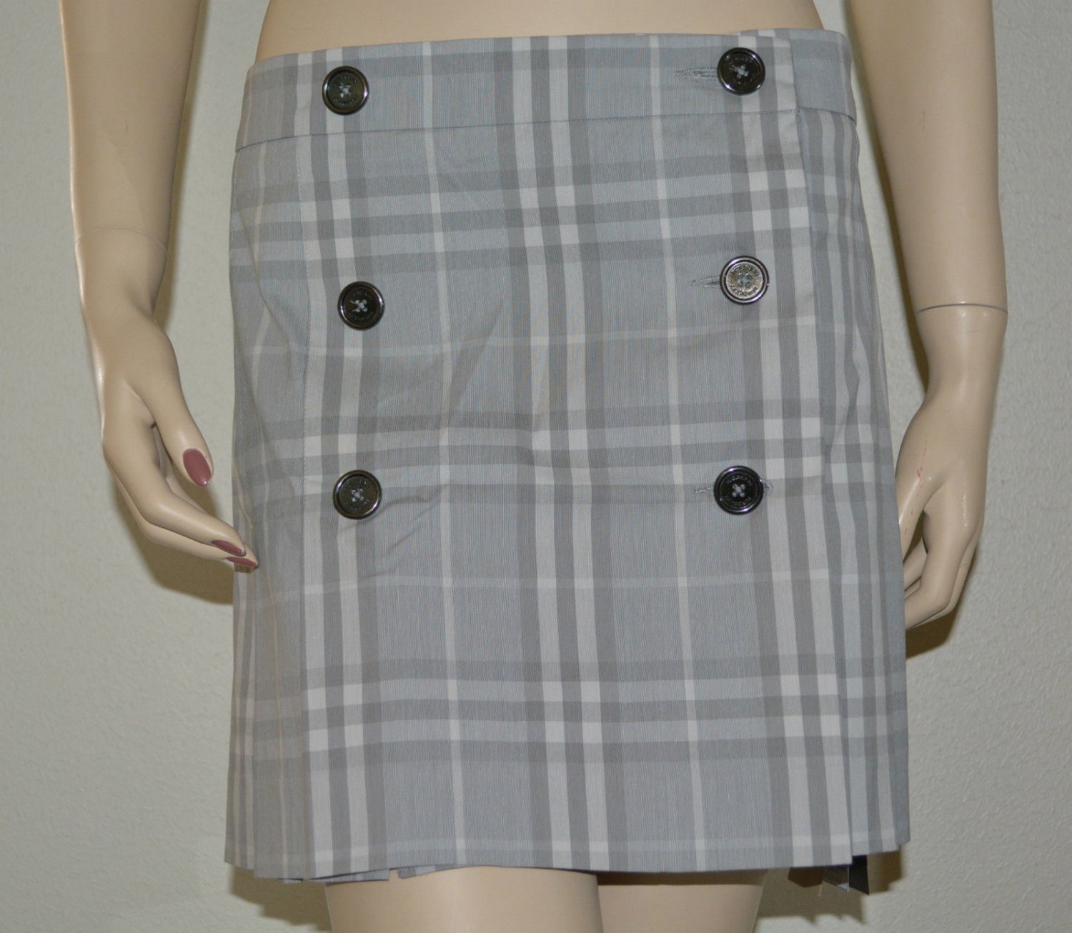 38" Taichi Check Pleated Kilt Skirt With Front Button
