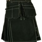 50 Size Black Working Kilt with Front & Back Pockets