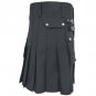 40 Size Men's 5 Buttons Black Cotton Utility Kilt