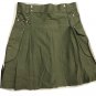 Men handmade Olive Green Deluxe utility fashion kilt 100% Cotton