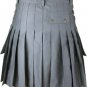 40 Size Scottish Wears Active Men Modern Fashion Pocket Grey Cotton Utility Kilt