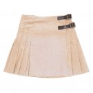 Pure Cotton Stacy Mini Kilt Cream Skirt With Brown Buckle