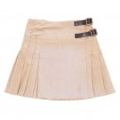 100% Cotton Stacy Mini Kilt Cream Skirt 8 Black/Brown Buckle