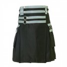 Black Utility Kilt 100%cotton Adult Handmade
