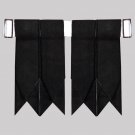 Plain Black Modern Tartan Kilt Hose Flashes with Garters acrylic