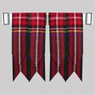 Black Stewart Modern Tartan Kilt Hose Flashes with Garters acrylic