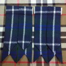 Mens Scottish Kilt Hose Sock Flashes Blue Douglas Tartan/Blue Douglas Flashes