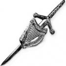 Irish Harp Scottish Highland Thistle Chrome Finish Kilt Pin