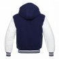 NAVY Varsity Wool Letterman Jacket Navy with White Real Leather Sleeves Hoodie