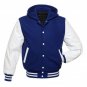 Royal Blue and White letter man varsity jacket/hoodie in pure wool