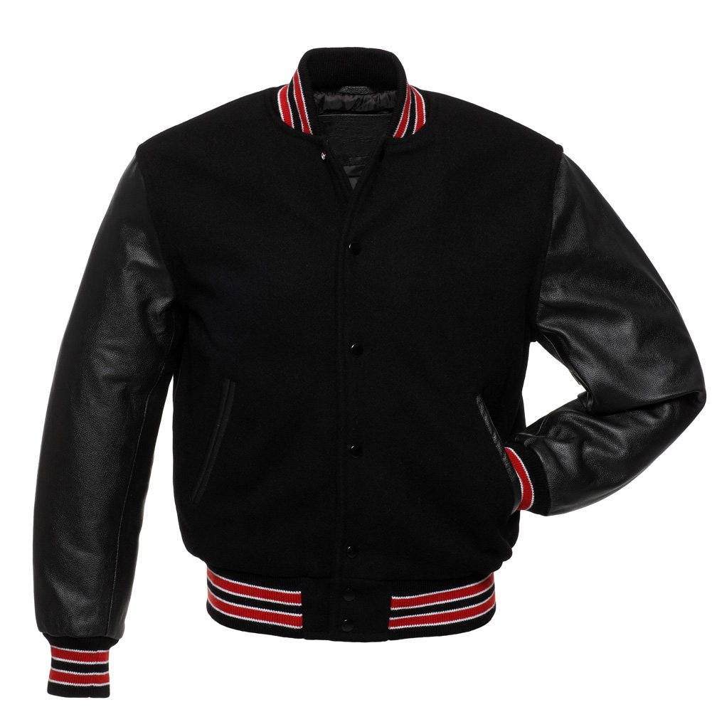 Black Wool Real Leather Arms,red Letterman Varsity Hoodie Jackets 2XS~4XL