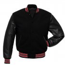 Black Wool Real Leather Arms,red Letterman Varsity Hoodie Jackets 2XS~4XL