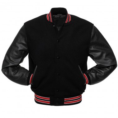 Black Wool Real Leather Arms,red Letterman Varsity Hoodie Jackets 2XS~4XL