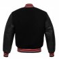 Letterman Varsity Jacket, Red Wool,Black Real Leather Sleeves
