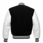 Black Wool Varsity Letterman Jacket with White Stripes