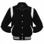 Taichi Black Wool Biker Varsity Jacket Classic Motorcycle Motorbike Chopper Bobber Jacket