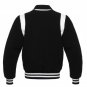 Taichi Black Wool Varsity Letterman Jacket with White Stripes