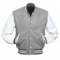 Grey Wool Biker Varsity Jacket Classic Motorcycle Motorbike Chopper Bobber Jacket