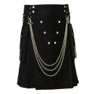 48 Size New Gothic style handmade Utility Chain Black Cotton kilt with DHL shipping